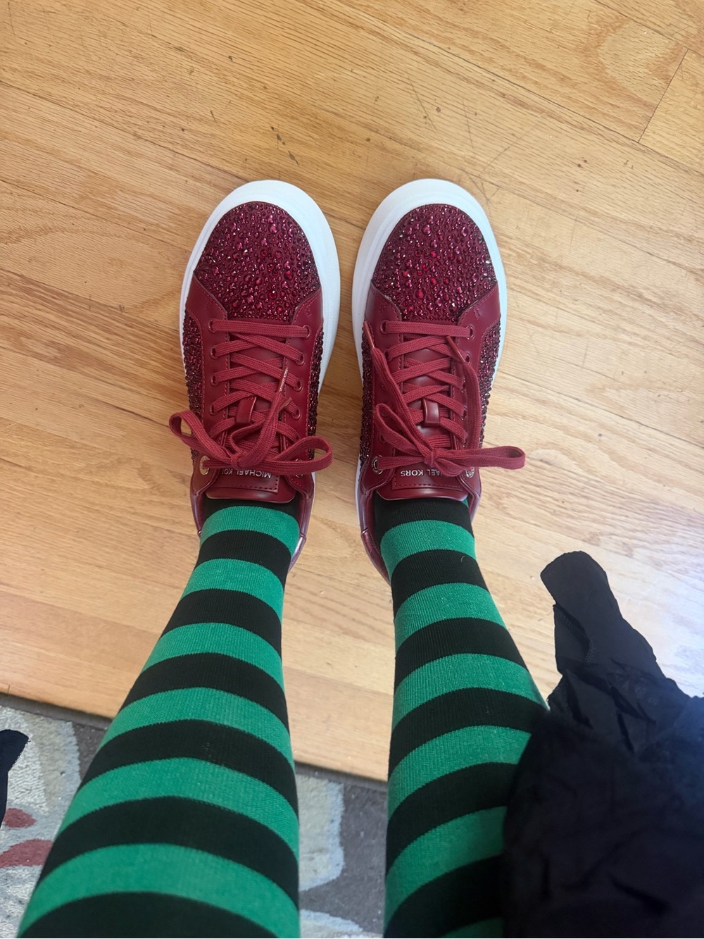 Michael Kors Women’s Red Crystal Accent Casual Sneakers